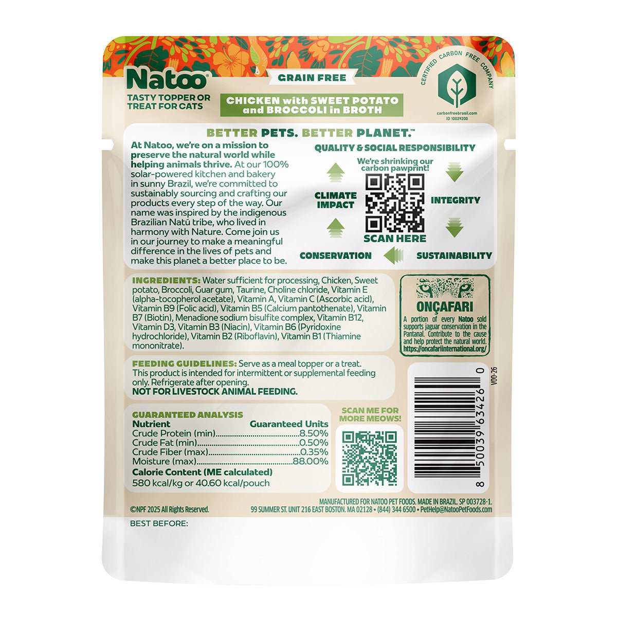 Natoo Chicken with Sweet potato and Broccoli in broth (20 pack) - Natoo Pet Foods