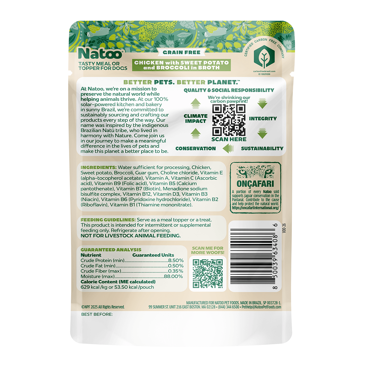 Natoo Chicken with Sweet Potato & Broccoli in Broth (20 pack) - Natoo Pet Foods