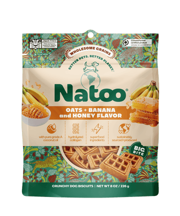 Natoo Crunchy Biscuits – Oats, Banana and Honey Flavor - BIG BITE - Natoo Pet Foods