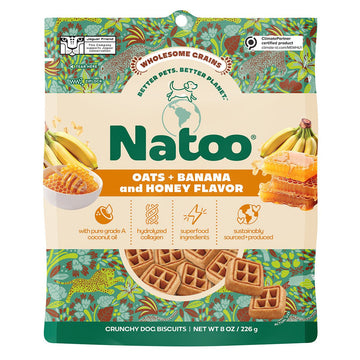 Natoo Crunchy Biscuits – Oats, Banana and Honey Flavor - BIG BITE - Natoo Pet Foods